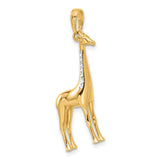 14k Yellow Gold and Rhodium Giraffe Pendant, Diamond-Cut Animal Charm, Safari Wildlife Theme