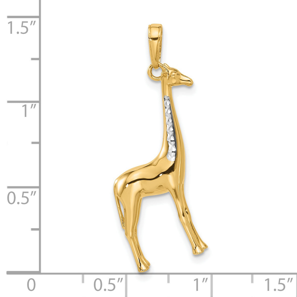 14k Yellow Gold and Rhodium Giraffe Pendant, Diamond-Cut Animal Charm, Safari Wildlife Theme