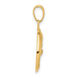 14k Yellow Gold Dolphin Pendant with Openwork Ocean Motif for Women