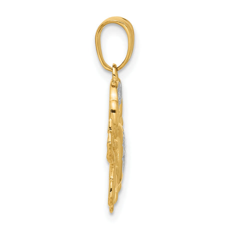 14k Multi-Tone Gold Crab Pendant, Diamond Cut Cancer Zodiac Symbol for Women