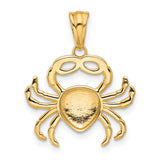 14k Multi-Tone Gold Crab Pendant, Diamond Cut Cancer Zodiac Symbol for Women