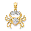 14k Multi-Tone Gold Crab Pendant, Diamond Cut Cancer Zodiac Symbol for Women