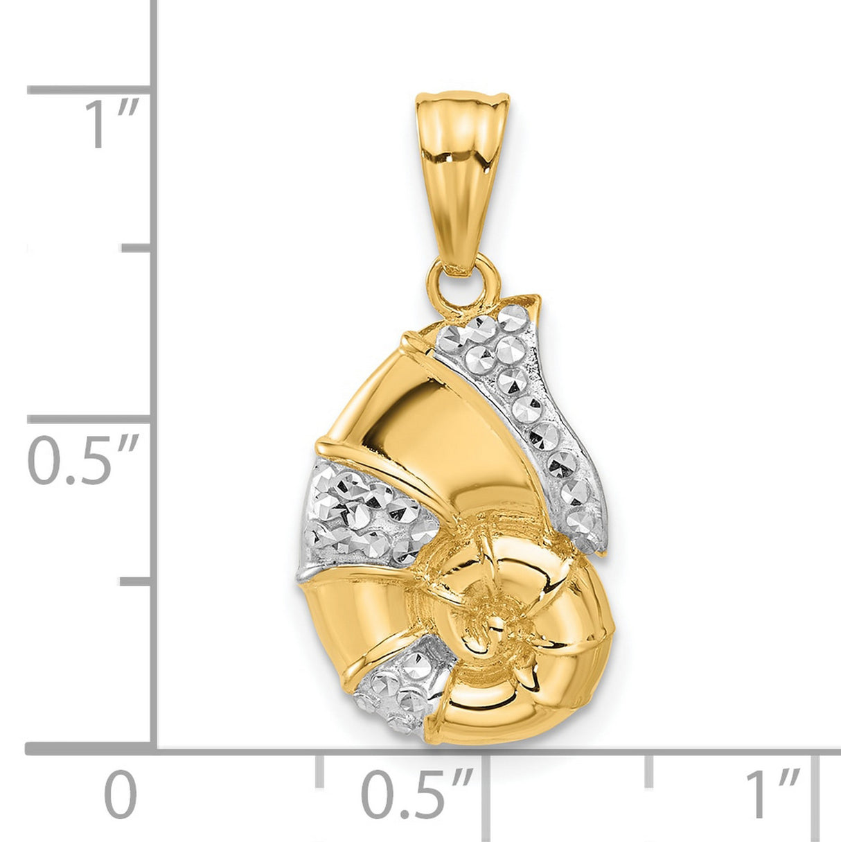 14k Yellow and Rhodium Gold Nautilus Pendant, Ocean-Inspired Coastal Jewelry for Women