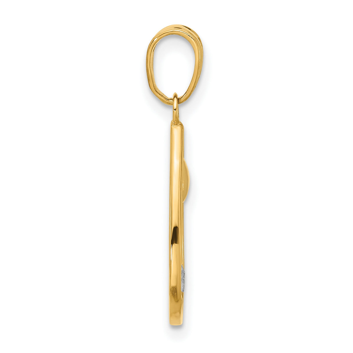 14k Multi-Tone Gold Teardrop Pendant with Palm Tree, Sun, and Textured Waves