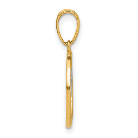 14k Yellow Gold Palm Tree Pendant with Sun and Ocean Wave Design, Tropical Island Charm