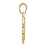 14k Multi-Tone Gold Ship Wheel Pendant, Textured Nautical Helm Design Charm