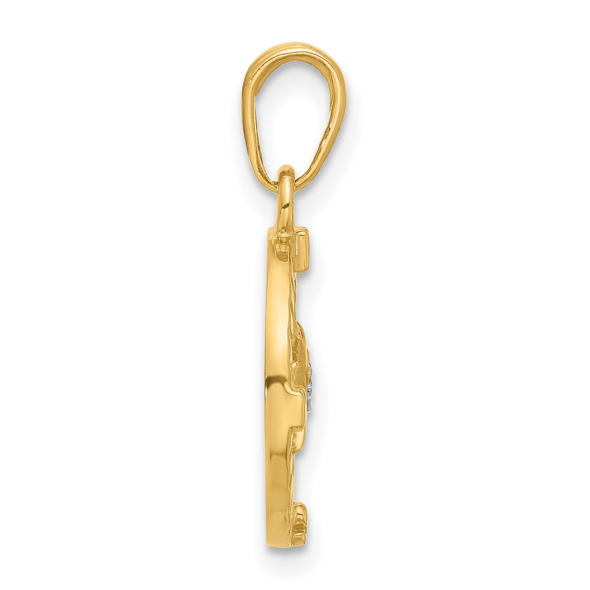 14k Multi-Tone Gold Compass Pendant with Starburst Design and Directional Symbol