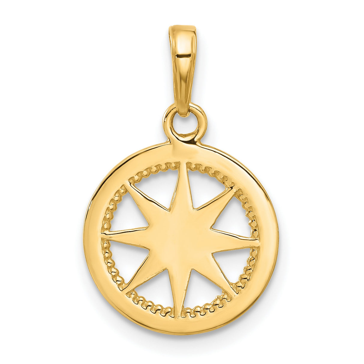 14k Multi-Tone Gold Compass Rose Pendant with Diamond Cut Accents, Nautical Theme for Women