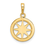 14k Multi-Tone Gold Compass Rose Pendant with Diamond Cut Accents, Nautical Theme for Women