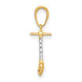 14k Yellow Gold Scooter Pendant, Textured and Polished Mini Kick Scooter Charm, Unisex Jewelry