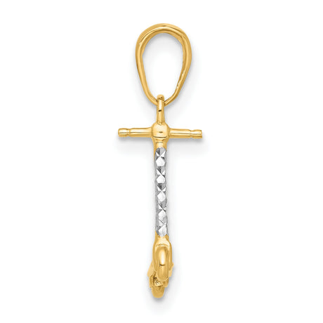 14k Yellow Gold Scooter Pendant, Textured and Polished Mini Kick Scooter Charm, Unisex Jewelry