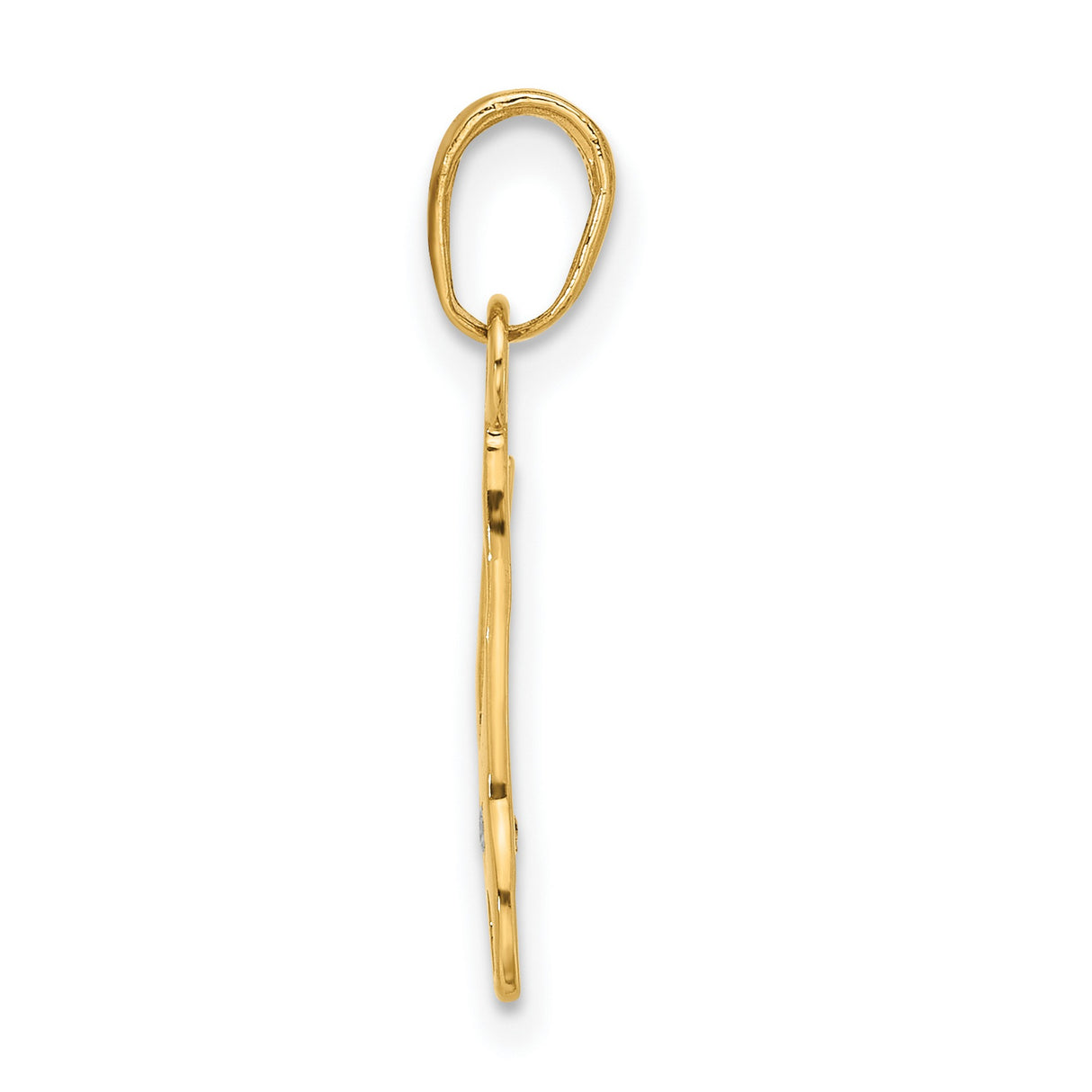 14k Multi-Tone Gold Wishbone Pendant with Diamond Accent, Polished Finish, Good Luck Charm for Women