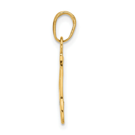 14k Multi-Tone Gold Wishbone Pendant with Diamond Accent, Polished Finish, Good Luck Charm for Women