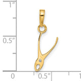 14k Multi-Tone Gold Wishbone Pendant with Diamond Accent, Polished Finish, Good Luck Charm for Women