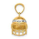 14k Multi-Tone Gold Football Helmet Pendant, 3D Sports Charm for Men or Unisex