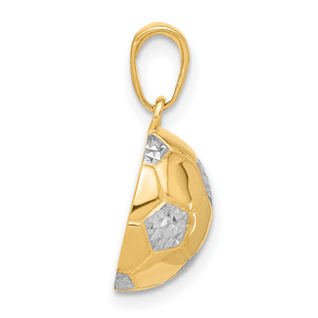 14k Multi-Tone Gold Soccer Ball Pendant, Two-Tone Sports Charm for Men or Unisex