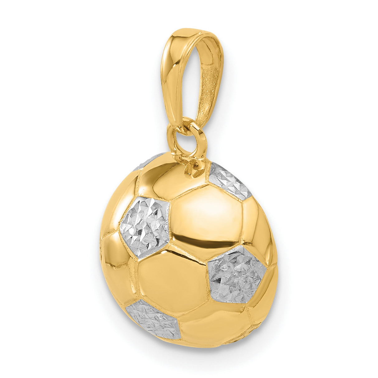 14k Multi-Tone Gold Soccer Ball Pendant, Two-Tone Sports Charm for Men or Unisex