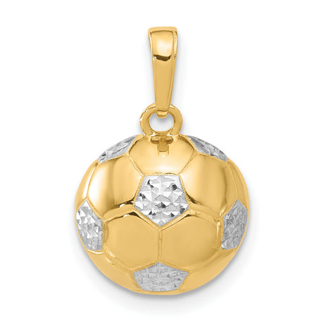 14k Multi-Tone Gold Soccer Ball Pendant, Two-Tone Sports Charm for Men or Unisex
