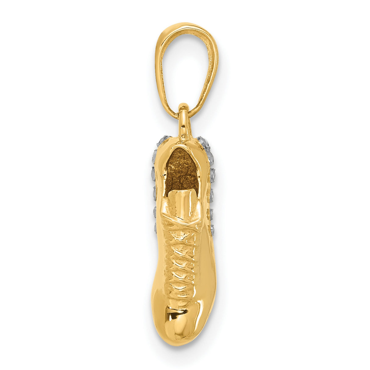 14k Multi-Tone Gold Soccer Cleat Pendant with Diamond-Cut Detailing, Sports Theme Charm for Men or Youth