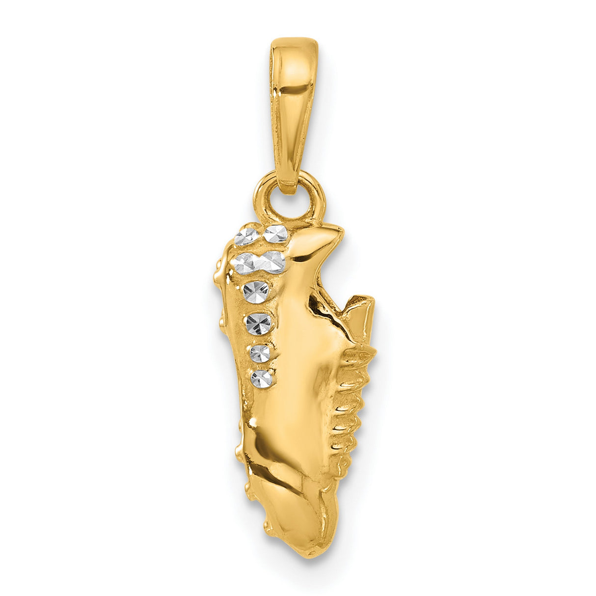 14k Multi-Tone Gold Soccer Cleat Pendant with Diamond-Cut Detailing, Sports Theme Charm for Men or Youth