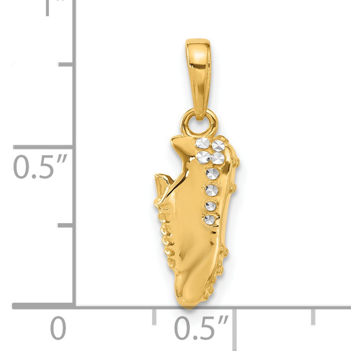14k Multi-Tone Gold Soccer Cleat Pendant with Diamond-Cut Detailing, Sports Theme Charm for Men or Youth