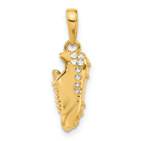 14k Multi-Tone Gold Soccer Cleat Pendant with Diamond-Cut Detailing, Sports Theme Charm for Men or Youth