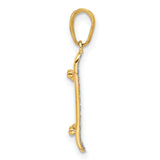 14k Multi-Tone Gold Bar Pendant with Rhodium Accent and Diamond Cut Texture for Women
