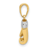 14k Multi-Tone Gold Boxing Glove Pendant with Rhodium Accent, Polished Sports Symbol for Men or Unisex