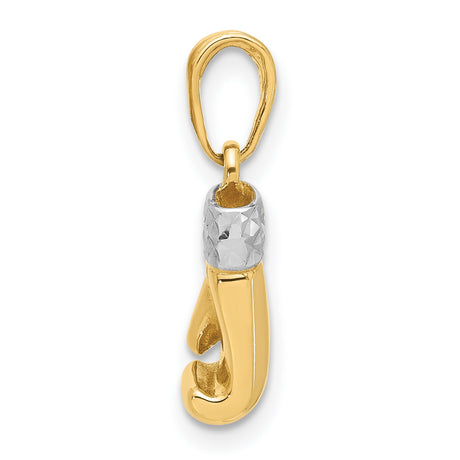 14k Multi-Tone Gold Boxing Glove Pendant with Rhodium Accent, Polished Sports Symbol for Men or Unisex