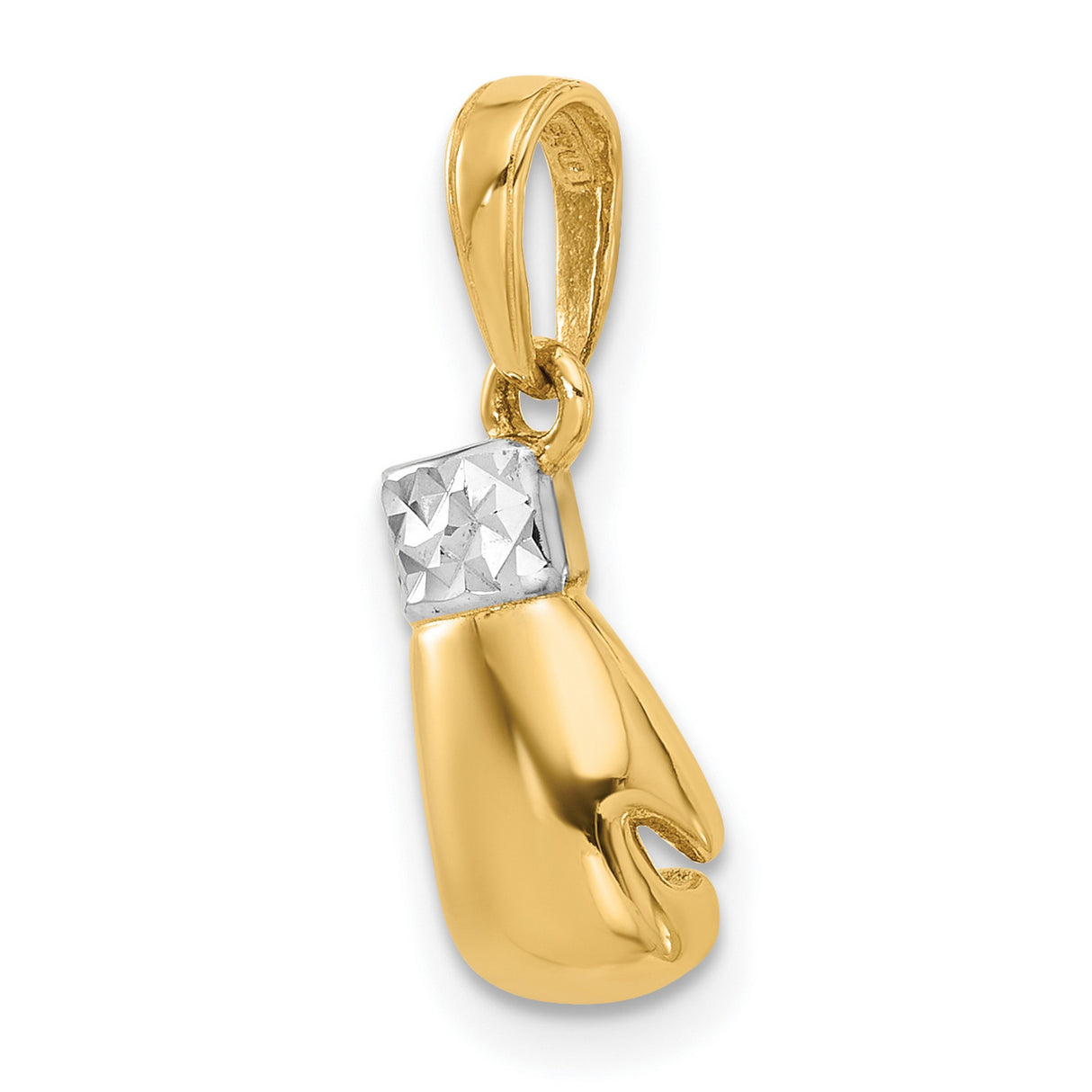 14k Multi-Tone Gold Boxing Glove Pendant with Rhodium Accent, Polished Sports Symbol for Men or Unisex