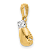 14k Multi-Tone Gold Boxing Glove Pendant with Rhodium Accent, Polished Sports Symbol for Men or Unisex