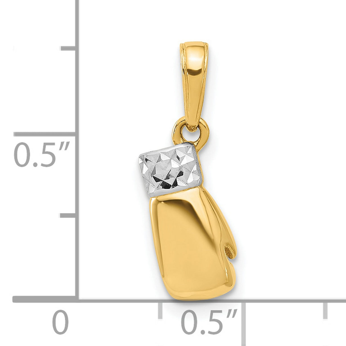 14k Multi-Tone Gold Boxing Glove Pendant with Rhodium Accent, Polished Sports Symbol for Men or Unisex