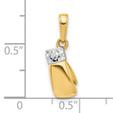 14k Multi-Tone Gold Boxing Glove Pendant with Rhodium Accent, Polished Sports Symbol for Men or Unisex