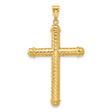 14k Yellow Gold Cross Pendant, Diamond Cut Polished Religious Jewelry for Men and Women