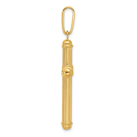 14k Yellow Gold Cross Pendant, Textured Shine Finish, Religious Vintage Style for Men and Women
