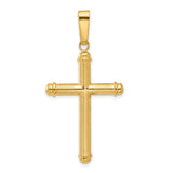 14k Yellow Gold Cross Pendant, Textured Shine Finish, Religious Vintage Style for Men and Women