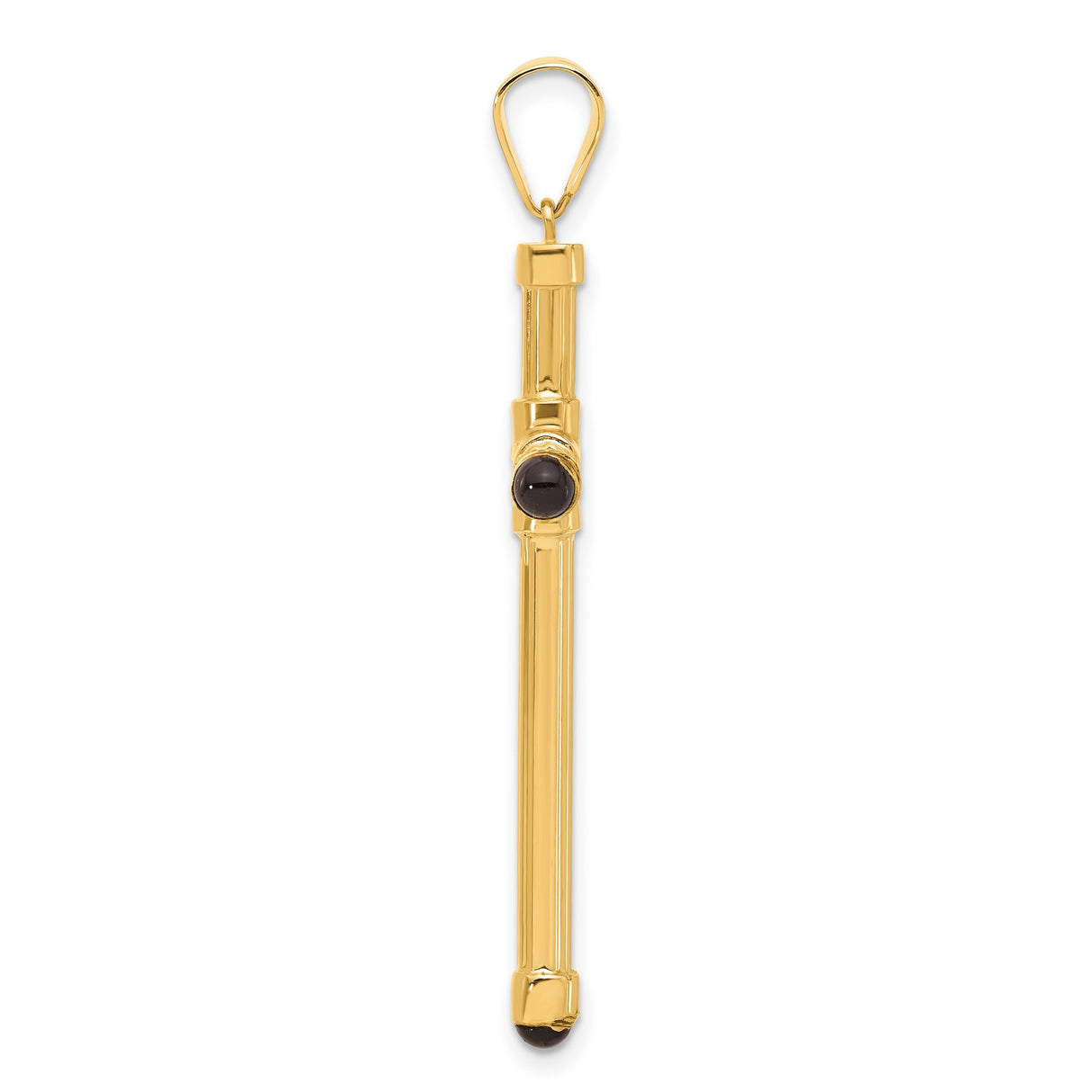 14k Yellow Gold Cross Pendant with Black Onyx Inlay, Sleek Modern Design for Men and Women