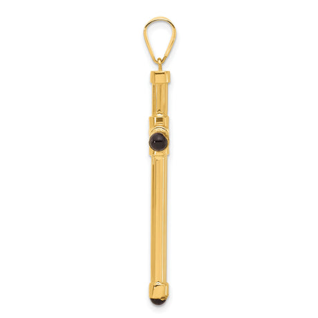 14k Yellow Gold Cross Pendant with Black Onyx Inlay, Sleek Modern Design for Men and Women