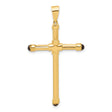 14k Yellow Gold Cross Pendant with Black Onyx Inlay, Sleek Modern Design for Men and Women