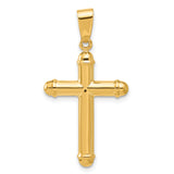 14k Yellow Gold Cross Pendant with Mirror Finish and Beveled Edge Design