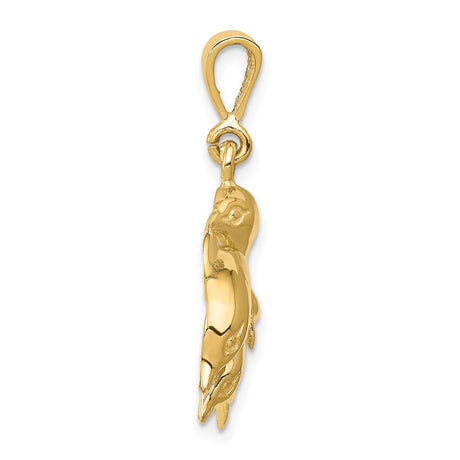 14k Yellow Gold Three Dolphin Pendant with Flowing Motion Design