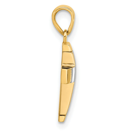 14k Two-Tone Gold Cross Pendant, Polished Minimalist Christian Charm for Men and Women