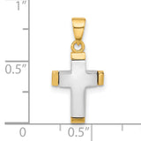 Polished Cross Charm Pendant in Real 14k Multi-Tone Gold