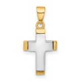 Polished Cross Charm Pendant in Real 14k Multi-Tone Gold