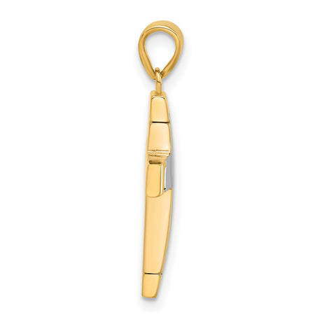 14k Two-Tone Gold Cross Pendant, Modern Christian Symbol with Smooth Finish