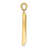 14k Yellow Gold Cross Pendant, Polished Finish, Modern Sculptural Religious Design, Unisex Jewelry