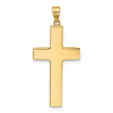 14k Yellow Gold Cross Pendant, Polished Mirror Finish, Modern Religious Jewelry for Men and Women