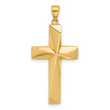 14k Yellow Gold Cross Pendant, Polished Mirror Finish, Modern Religious Jewelry for Men and Women