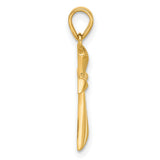 14k Yellow Gold Cross Pendant with Twisted Polished Design, Unisex Artistic Style