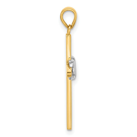 14k Two-Tone Gold Infinity Cross Pendant with Polished Faith Symbol Design